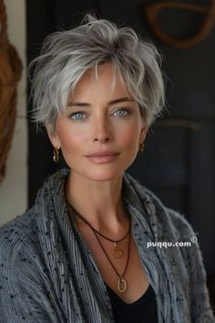 Stunning Pixie Haircuts to Rock Your Gray Hair - Puqqu Messy Choppy Short Hair, Short Pixie Grey Hair, Pixie Haircut Thick Wavy Hair, Pixie Shag Haircut Over 50, Grey Hairstyles Over 50, Pixie Haircuts For Women Over 60, Short Gray Hairstyles Over 60, Grey Shag Hairstyles, Mini Shag Haircut