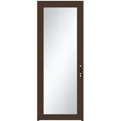 the door is brown and has a mirror on it