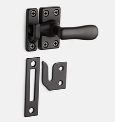 an image of two black door handles and latches