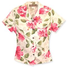 garden hawaiian lady blouse Hawaiian Wedding Dress, Boys Hawaiian Shirt, Hawaiian Muumuu, Tropical Shirt, Romantic Floral Print, Pink Hibiscus, Rayon Blouse, Collared Blouse