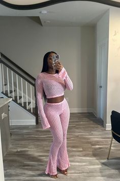 Product Details true to size sleeves and pants are flared model is wearing a medium model is 5'4 pants and top set Pants And Top Set, Gym Leggings Women, Pants And Top, Leggings Women, Gym Leggings, Lookbook Outfits, Top Dress, Sewing Ideas, Women's Leggings