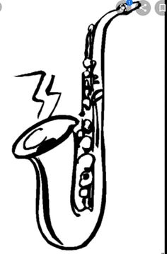 a black and white drawing of a saxophone