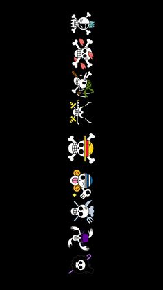 a black background with different types of cartoon characters on the bottom right hand corner, and an upside down view of each character's head