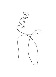 a line drawing of a woman's face with her hair blowing in the wind