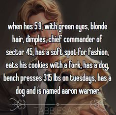 a man holding a dog with the caption when he's 5, which green eyes blonde hair dimples chef commander sector