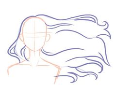 a drawing of a woman's head with her hair in the foreground, and an outline on the back