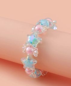 Color:Multicolor Material:Polyresin Magnetic:No Quantity:1 piece Style:Cute Details:Star Type:Beaded Kawaii Beaded Jewelry, Pulseras Ideas, Ghost Aesthetic, Candy Bracelets, Kawaii Bracelet, Aesthetic Items, Gift For Bestie, Random Clothes, Candy Bracelet