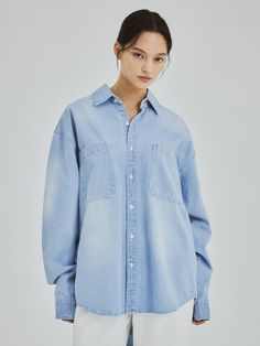 This is a comfortable shirt that is made out of high quality cotton 100% fabric. With minimal design of semi oversized silhouette and oversized patch pockets on the chest, it gives a comfortable and trendy mood. - Semi oversized silhouette- Patch pockets on each side of the chest- Button opening on the cuffs Oversized Casual Shirt With Patch Pockets, Casual Oversized Shirt With Pockets, Oversized Washed Denim Blue Top, Oversized Cotton Shirt With Pockets, Washed Blue Shirt With Pockets Relaxed Fit, Trendy Relaxed Fit Shirt With Pockets, Oversized Washed Blue Shirt With Pockets, Oversized Medium Wash Shirt For Fall, Oversized Spring Tops With Patch Pockets