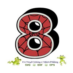 the number eight is made up of red and black spider webs