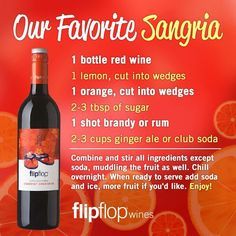 a bottle of red wine with oranges around it and the words, our favorite sanggraa