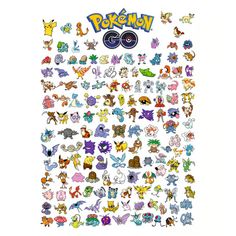 the pokemon stickers are all different colors and sizes