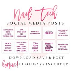 Nail Technician Quotes, Nail Salon Names, Nail Tech Instagram, Tech Social Media, Nail Tech Quotes, Salon Names Ideas, Nail Instagram, Messages Instagram