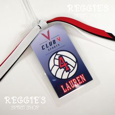 "What a Great Team Gift! Show Your Team Spirit with these Bag Tags! This is one of the best Team gifts I have ever done for my daughters' Teams. Athletes love to show Sport their Team! It unifies the Team with an awesome display of Team Pride! And now they can find their bags! Each Bag Tag is sealed inside a 2.5\"x 4.25\" Laminate. Then they are adorned with your choice of 3 Ribbons and your choice of Key Rings or Luggage loops. Listing pictures are examples of past orders, not an exact copy of Customizable White Bags For Sports Events, White Letter Print Sports Bag, Team Gifts Volleyball, Volleyball Bag Tags, Softball Bag Tags, Sports Bag Tags, Volleyball Team Gifts, Volleyball Bag, Custom Softball