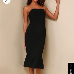 Lulus Instinct Black Strapless Midi Dress Size Medium Black Strapless Midi Dress For Date Night, Black Strapless Dress For Dinner, Chic Black Strapless Dress For Dinner, Black Strapless Midi Dress, Elegant Midi Dresses, Lulus Dresses, Strapless Midi Dress, Midi Dress, Size Medium