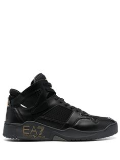 black panelled design mesh detailing perforated detailing logo-debossed tongue logo patch to the front debossed logo to the side logo patch to the rear branded insole round toe front lace-up fastening flat rubber sole Armani Logo, Detailing Logo, Armani Black, Debossed Logo, Black Panels, Black Sneakers, Sneakers White, Sneakers Black, Emporio Armani