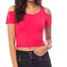 Coral, Cold Shoulder, Knit Crop Top. 95% Rayon, 5% Spandex. Spring Cropped Stretch Knit Top, Spring Stretch Cropped Knit Top, Stretch Cropped Knit Top For Spring, Trendy Stretch Knit Top For Day Out, Stretch Solid Knit Top For Day Out, Casual Stretch Cropped Knit Top, Knit Crop, Knit Crop Top, Girly Girl