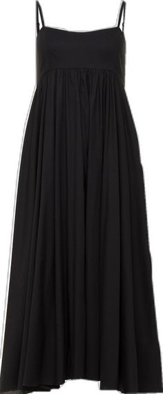 Long Solid Workwear Dresses, Solid Color Long Skirt Dress For Work, Solid Long Skirt Dresses For Work, Black Midi Dress With Gathered Skirt, Black Cotton Midi Dress For Evening, Black Cotton Long Dress, Black Cotton Dress With Long Skirt, Black Formal Dress With Gathered Skirt, Black Pleated Midi Dress