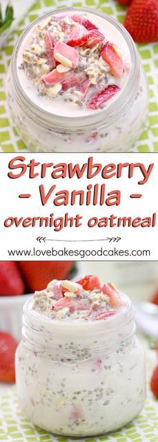 strawberry vanilla overnight oatmeal in a jar