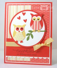 an owl card with two owls on it