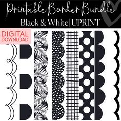 black and white printable border bundle Classroom Decor Ideas, Classroom Borders, Printable Border, Bulletin Board Paper, Classroom Accessories, Teacher Forms, Classroom Decor Bundle, Planner Writing, Classroom Makeover