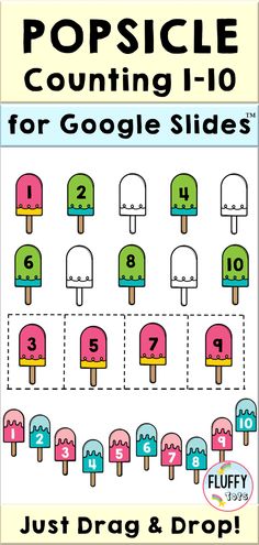 popsicle counting - 10 for google slides is shown with the numbers 1 to 5