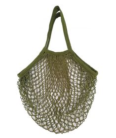 a green net bag hanging from the side