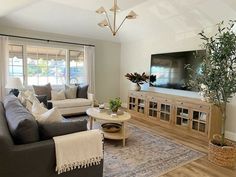 a living room filled with furniture and a flat screen tv