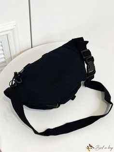 BirdinBag - Outdoor Waterproof Black Fanny Pack with Front Pocket - Ideal for Active Adventures Trendy Outdoor Belt Bag With Zipper Pocket, Trendy Shoulder Bag With Pockets For Outdoor Activities, Black Pouch Belt Bag For Outdoor Activities, Trendy Belt Bag With Pockets For Outdoor, Black Belt Bag For Outdoor Activities, Trendy Black Chest Bag For Outdoor, Casual Outdoor Pouch Belt Bag, Black Large Capacity Belt Bag For Outdoor Activities, Rectangular Black Belt Bag For Outdoor Activities