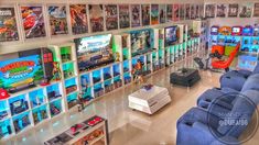 there are many video games on display in the store