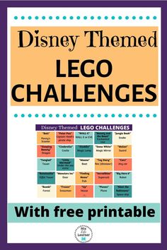 the disney themed lego challenges with free printable