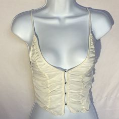 New! Urban Outfitters Ivory Ruched Hook & Eye Closure Crop Top Tank. Size Small. 100% Nylon. Chic Cream Tops From Urban Outfitters, Chic Cream Tops By Urban Outfitters, Urban Outfitters Ruched Tops For Summer, Ruched Crop Top, Top Tank, Urban Outfitters Tops, Hook Eye, Ivory Color, Cropped Tank Top