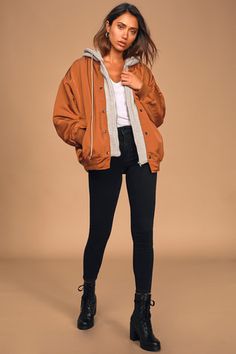 Mustard Jacket, Cute Edgy Outfits, Windbreaker Outfit, Winter Jacket Outfits, Red Windbreaker, Trendy Outerwear, Orange Jacket, Trendy Jackets, Causal Outfits