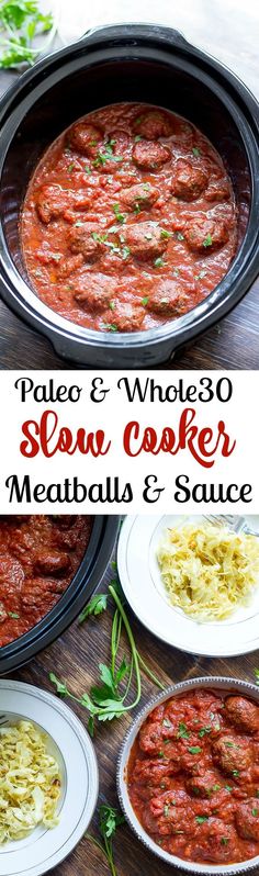 the recipe for pale and whole 30 slow cooker meatballs and sauce