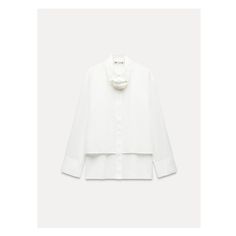 ZARA WOMAN COLLECTIONLapel collar shirt with long cuffed sleeves. Self flower detail. Asymmetric hem. Front button closure. Waistcoat Dress, Jeans Cargo, Trench Jacket, Flower Detail, Zara Woman, Women Shirts Blouse, Poplin Shirt, Collar Shirt, Dress With Cardigan