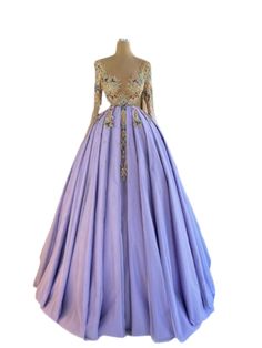 Shinny Special Dress with amazing details. Purple Ball Gown Dresses For Spring, Purple Ball Gown For Spring, Spring Purple Ball Gown Dress, Spring Embellished Ball Gown Dresses, Long Sleeve Dressy Prom Dress, Long Sleeve Dressy Dress For Prom Season, Long Sleeve Dressy Dress For Prom, Purple Embellished Ball Gown, Purple Embellished Ball Gown Dresses