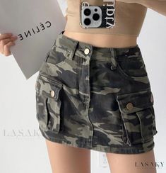 Lasaky - Vintage 3D Pocket Workwear Denim Skirt with Sexy High Waist and Figure-Hugging Silhouette 3d Pocket, Empire Dresses, High Waisted Denim Skirt, Denim Skirt Women, Denim Patterns, Party Skirt, Cargo Skirt, Skirt Women, Denim Mini Skirt