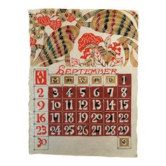 a calendar with numbers and flowers on it