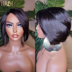 hairbs bob wig BAISI New Short Look 100% Human Hair Wig Wig Swoop, Bang Hair, Swoop Bangs, Wigs Color, Short Bob Styles, Style Wig, Jacksonville Nc, Wig Short, 100 Human Hair Wigs