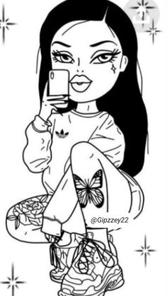 Bratz Dolls Art, Bratz Doll Tattoo Design, Brats Doll Tattoos, Bratz Coloring Pages Aesthetic, Bratz Drawings Pencil, Bratz Doll Tattoo Ideas, Bratz Sketches, Coloring Pages Bratz, Bratz Doll Tattoo