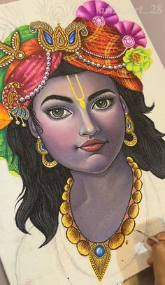 Indian Drawing Ideas, Krishna Ji Painting, Kanha Painting, Indian Sketches, Indian Drawing, Sunflower Watercolor Painting, Drawing Ideas Creative, Ganesh Art Paintings, Boho Art Drawings