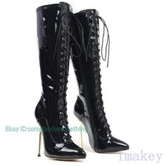 (eBay) Find many great new & used options and get the best deals for 15CM Womens SM High Heel Knee High Stiletto Ballet Boots Lace Up Point Toe Shoes at the best online prices at eBay! Free shipping for many products! Ballet Boots, Fur Clothing, Super High Heels, Pointed Toe Shoes, Sleepwear Robe, Toe Shoes, Lace Boots, Boots Black, High Heel