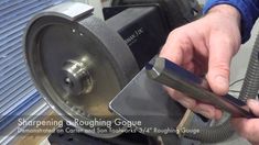 a man is working on a machine in a shop with the words sharpening cutting course