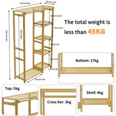 the measurements for a bench and shelf are shown in three different sizes, including height