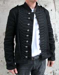 Black Military Jacket, Army Jackets, Army Coat, Military Aesthetic, Band Jacket, Black Suit Men, Mens Blazer Jacket, Gothic Steampunk, Unisex Jacket