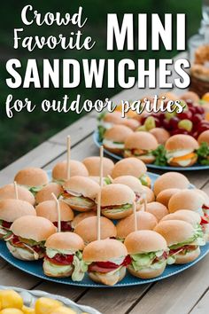 Crowd Favorite Mini Sandwiches For Outdoor Parties Potluck Mini Sandwiches, Easy Sandwich Appetizers, Sliders Cold Sandwich Recipes, Summer Sandwiches For A Crowd, Gluten Free Finger Sandwiches, Sandwich Horderves, Wedding Shower Sandwiches, Easy Sandwich For Party, Triangle Sandwich Platter