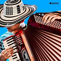 a man in a sombrero playing an accordion