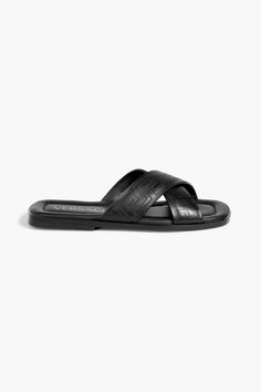 Versace Shoes, Mens Leather Sandals, Sandals Leather, Luxury Streetwear, Embossed Leather, Valentino Garavani, Black Sandals, Leather Sandals, Crossover