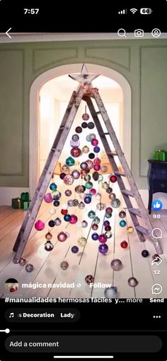 a christmas tree made out of glass balls