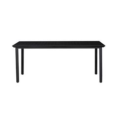 a black table on a white background with no one around it or the table is empty