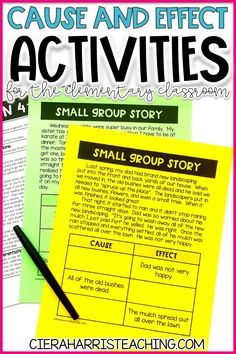 a small group story with the title cause and effect activities